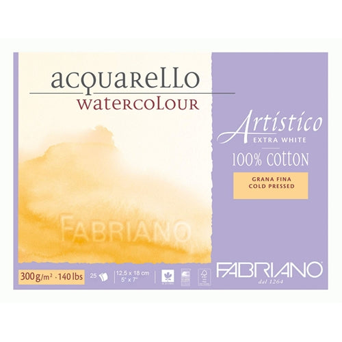 Fabriano Artistico Extra White Watercolor Block - 140 lb. Cold Press 5 x 7