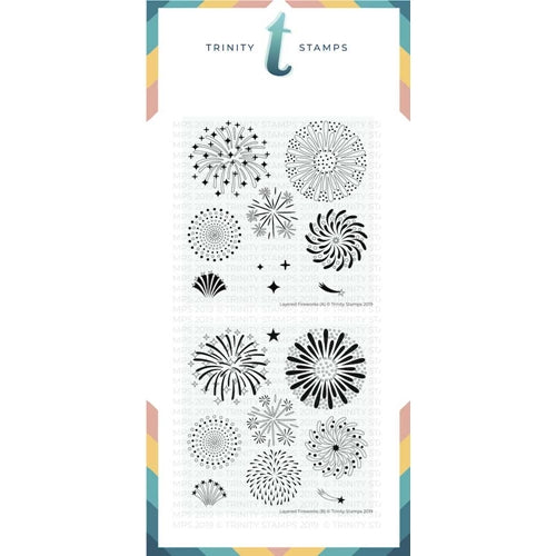 Simon Says Stamp! Trinity Stamps LAYERED FIREWORKS 6 x 6 Stencil Set of 2 782456