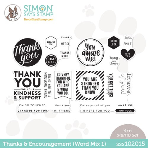 Simon Says Stamp! Simon Says Clear Stamps THANKS AND ENCOURAGEMENT WORD MIX 1 sss102015