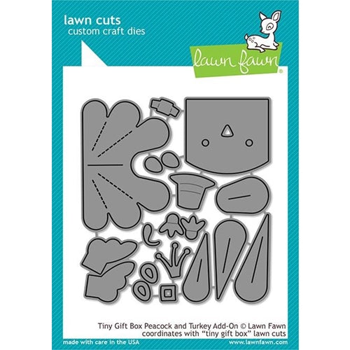 Simon Says Stamp! Lawn Fawn TINY GIFT BOX PEACOCK AND TURKEY ADD ON Custom Craft Dies LF2051
