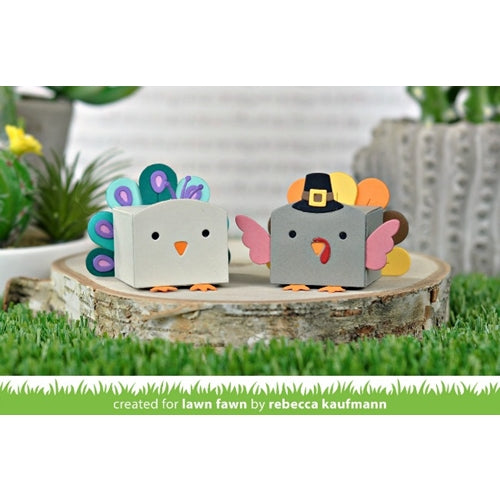 Simon Says Stamp! Lawn Fawn TINY GIFT BOX PEACOCK AND TURKEY ADD ON Custom Craft Dies LF2051
