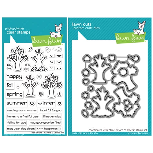 Simon Says Stamp! Lawn Fawn SET TREE BEFORE 'N AFTERS Clear Stamps and Dies HLFTBA