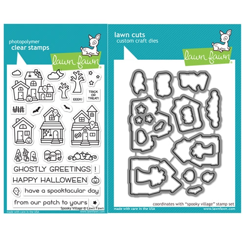 Simon Says Stamp! Lawn Fawn SET SPOOKY VILLAGE Clear Stamps and Dies HLFSV