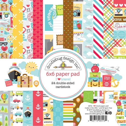 Simon Says Stamp! Doodlebug I HEART TRAVEL 6x6 Inch Paper Pad 6416