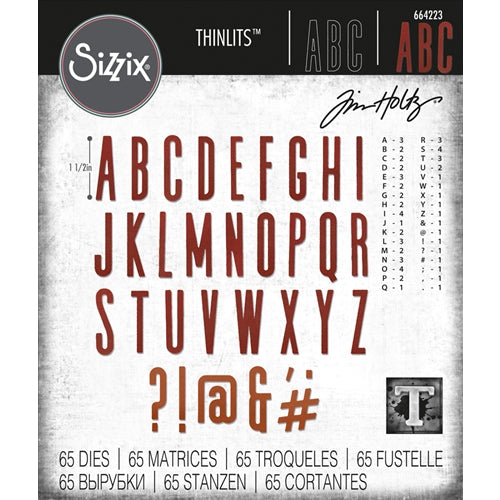Simon Says Stamp! Tim Holtz Sizzix ALPHANUMERIC CLASSIC UPPER Thinlits Dies 664223