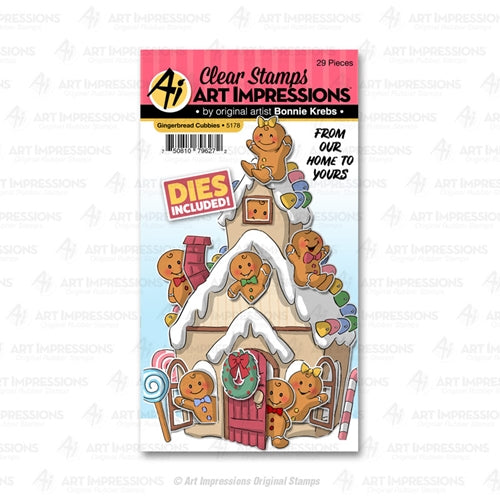 Simon Says Stamp! Art Impressions GINGERBREAD Cubbies Clear Stamps and Dies 5178