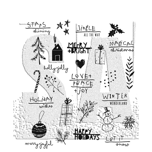 Tim Holtz Cling Stamps 7X8.5 Seasonal Scribbles