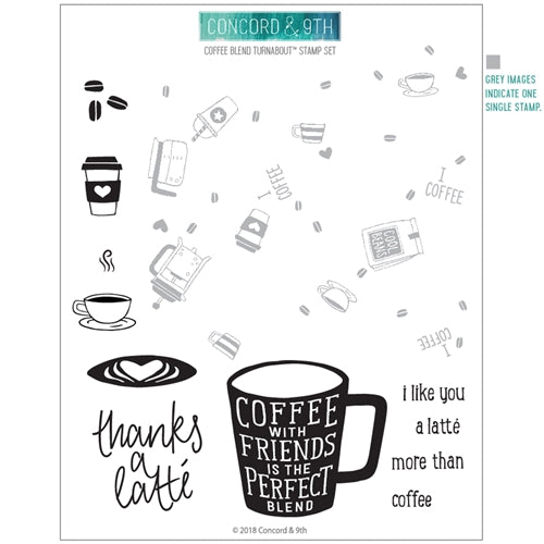 Simon Says Stamp! Concord & 9th COFFEE BLEND TURNABOUT Clear Stamp Set 10722