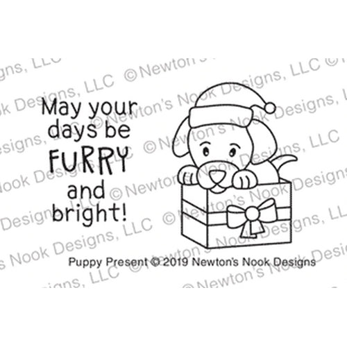 Simon Says Stamp! Newton's Nook Designs PUPPY PRESENT Clear Stamps NN1910S07