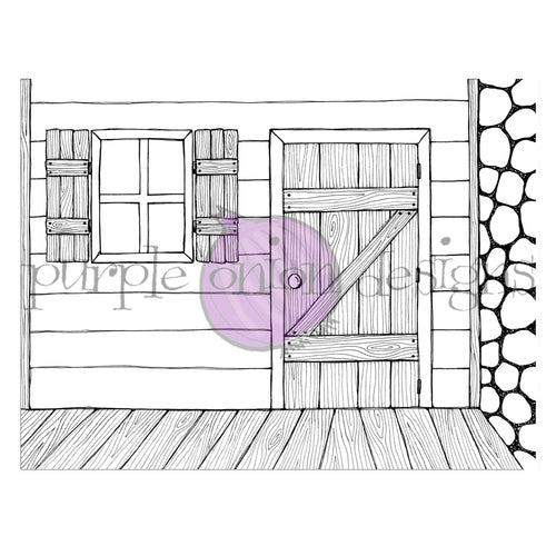 Simon Says Stamp! Purple Onion Designs CABIN BACKGROUND Cling Stamp pod1163