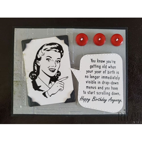 Simon Says Stamp! Riley And Company Funny Bones DROP DOWN MENU Cling Rubber Stamp RWD 744