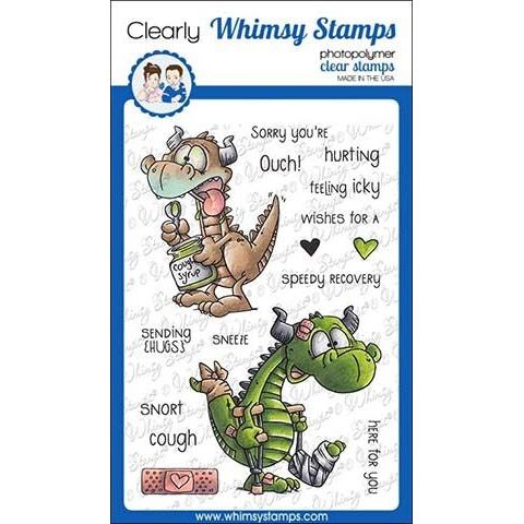 Simon Says Stamp! Whimsy Stamps GET WELL DRAGONS Clear Stamps DP1034