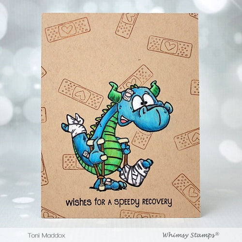 Simon Says Stamp! Whimsy Stamps GET WELL DRAGONS Clear Stamps DP1034