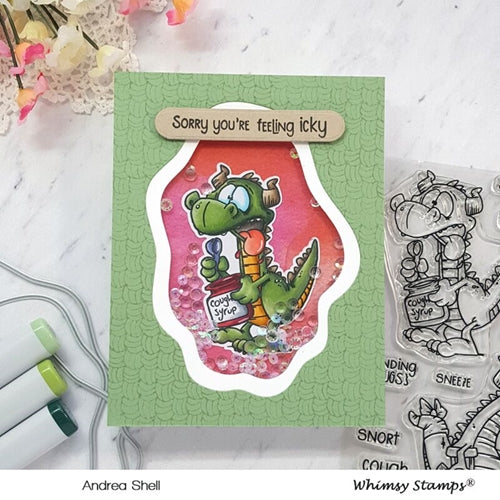 Simon Says Stamp! Whimsy Stamps GET WELL DRAGONS Clear Stamps DP1034