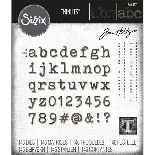 Simon Says Stamp! Tim Holtz Sizzix ALPHANUMERIC TINY TYPE LOWER Thinlits Die Set 664407