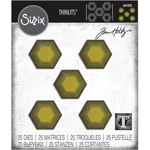 Simon Says Stamp! Tim Holtz Sizzix STACKED TILES HEXAGONS Thinlits Die Set 664420