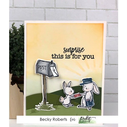 Simon Says Stamp! Picket Fence Studios PEACH AND PIPER CHECKING THE POST Clear Stamps a137