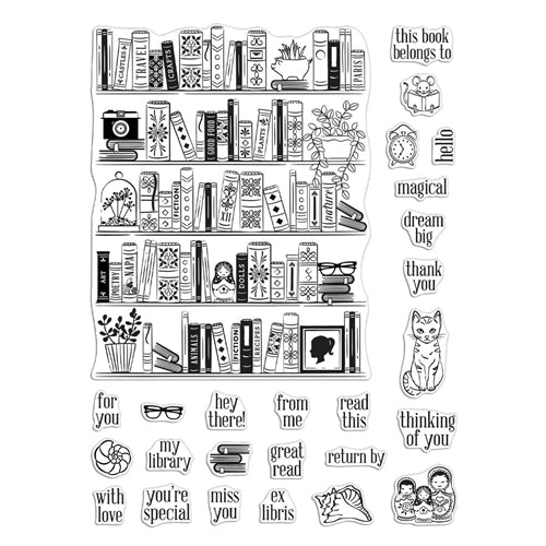Simon Says Stamp! Hero Arts Clear Stamps BOOKCASE PEEK A BOO PARTS CM425