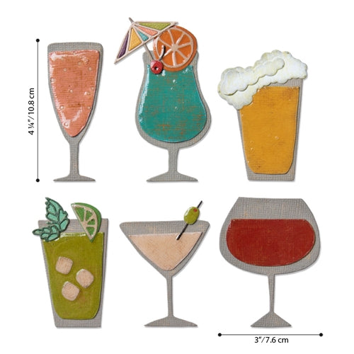 Simon Says Stamp! Tim Holtz Sizzix HAPPY HOUR Thinlits Die 664435