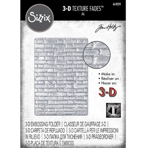 Simon Says Stamp! Tim Holtz Sizzix BRICKWORK 3D Texture Fades Embossing Folder 664259