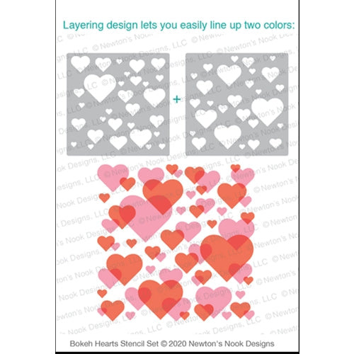 Simon Says Stamp! Newton's Nook Designs BOKEH HEARTS Stencils NN2001T01