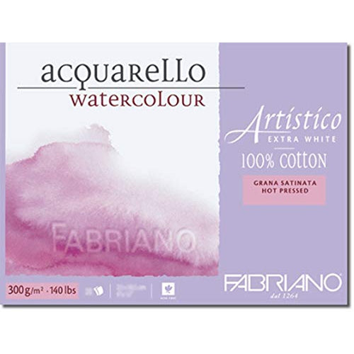 Fabriano Artistico Watercolor Block - 5x7 Vegan Extra White 140lb Hot Press 25 Sheets