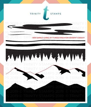 Simon Says Stamp! Trinity Stamps LAYERED LAKESIDE MOUNTAIN 6 x 6 Stencil Set of 3 tss017