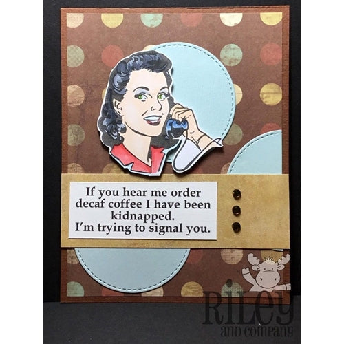 Simon Says Stamp! Riley And Company Funny Bones SIGNALING WITH DECAF Cling Rubber Stamp RWD 799