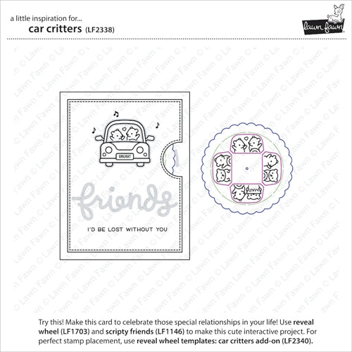 Simon Says Stamp! Lawn Fawn CAR CRITTERS Clear Stamps lf2338