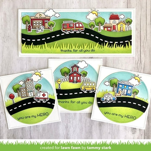 Simon Says Stamp! Lawn Fawn SET VILLAGE HEROES Clear Stamps and Dies xlfvh