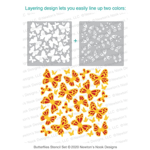 Simon Says Stamp! Newton's Nook Designs BUTTERFLIES Stencil Set NN2005T01