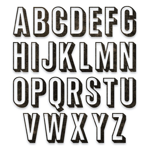 Simon Says Stamp! Tim Holtz Sizzix ALPHANUMERIC SHADOW UPPER Thinlits Die Set 664729
