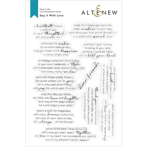 Simon Says Stamp! Altenew SAY IT WITH LOVE Clear Stamps ALT4215
