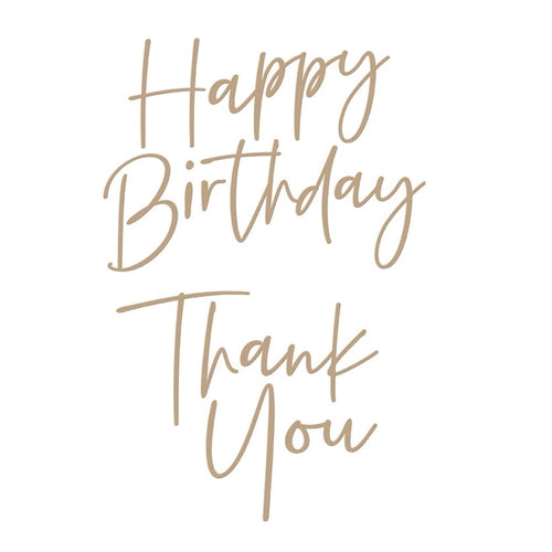 Simon Says Stamp! GLP-190 Spellbinders STYLISH SCRIPT THANK YOU AND HAPPY BIRTHDAY Glimmer Hot Foil Plate