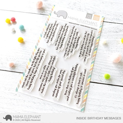 Simon Says Stamp! Mama Elephant Clear Stamps INSIDE BIRTHDAY MESSAGES