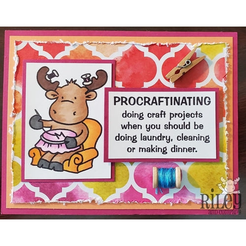 Simon Says Stamp! Riley And Company Funny Bones PROCRAFTINATING Cling Stamp RWD-821
