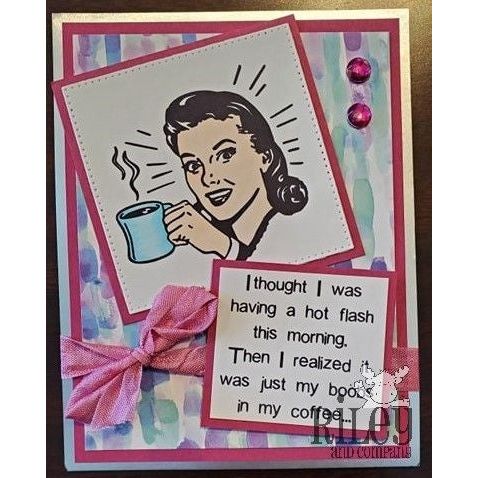 Simon Says Stamp! Riley And Company Funny Bones BOOBS IN MY COFFEE Cling Stamp RWD-818