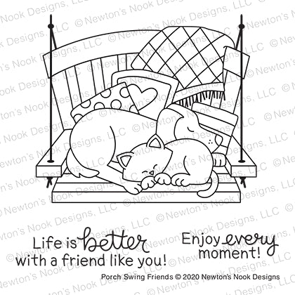 Simon Says Stamp! Newton's Nook Designs PORCH SWING FRIENDS Clear Stamps NN2006S05