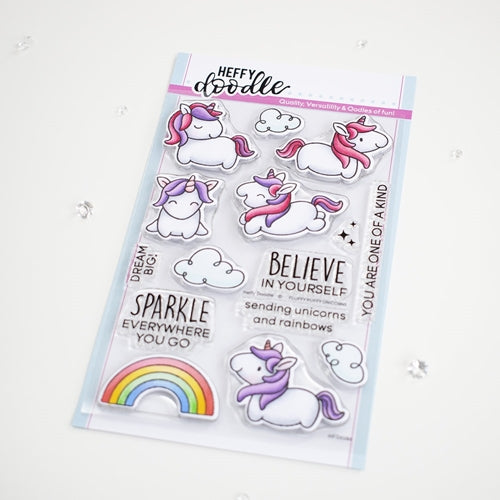 Simon Says Stamp! Heffy Doodle FLUFFY PUFFY UNICORN Clear Stamps hfd0286