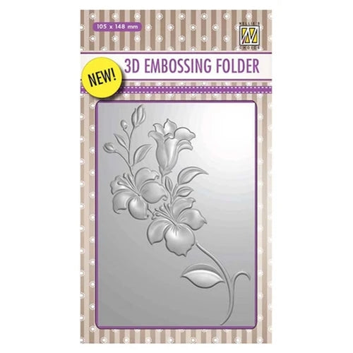 Simon Says Stamp! Nellie's Choice BRANCH WITH FLOWERS 3D Embossing Folder nef3d005