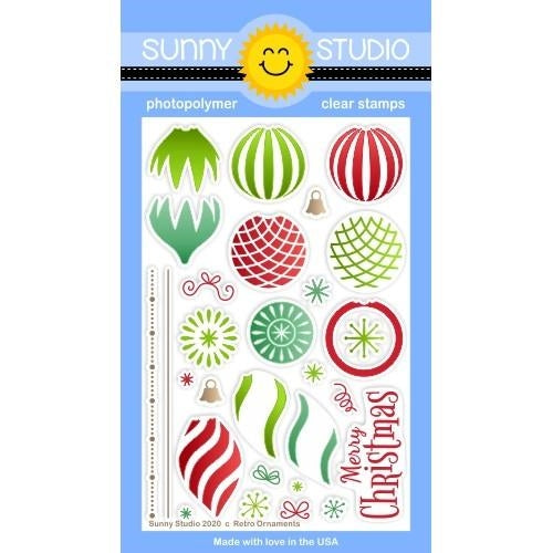 Simon Says Stamp! Sunny Studio RETRO ORNAMENTS Clear Stamps SSCL-282