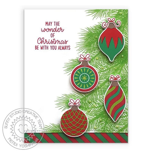 Simon Says Stamp! Sunny Studio RETRO ORNAMENTS Clear Stamps SSCL-282