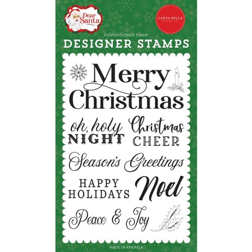 Simon Says Stamp! Carta Bella MERRY CHRISTMAS SENTIMENT Clear Stamps cbde125042