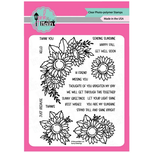 Simon Says Stamp! Pink and Main SUNNY GREETINGS Clear Stamps PM0421*