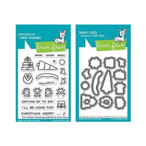 Simon Says Stamp! Lawn Fawn SET CAR CRITTERS CHRISTMAS ADD-ON Clear Stamps and Dies lfcccao