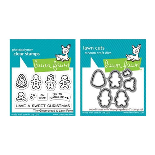 Simon Says Stamp! Lawn Fawn SET TINY GINGERBREAD Clear Stamps and Dies lftg
