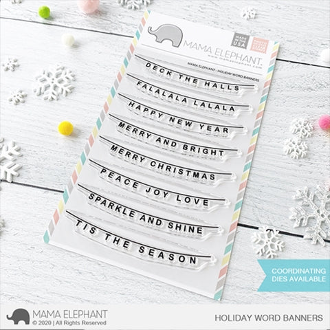 Simon Says Stamp! Mama Elephant Clear Stamps HOLIDAY WORD BANNER