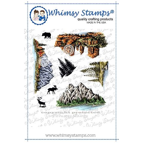 Simon Says Stamp! Whimsy Stamps CREATE A SCENE MOUNTAINS Cling Stamps DACAS03*