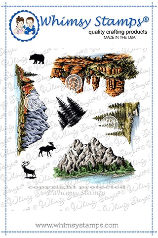 Simon Says Stamp! Whimsy Stamps CREATE A SCENE MOUNTAINS Cling Stamps DACAS03*