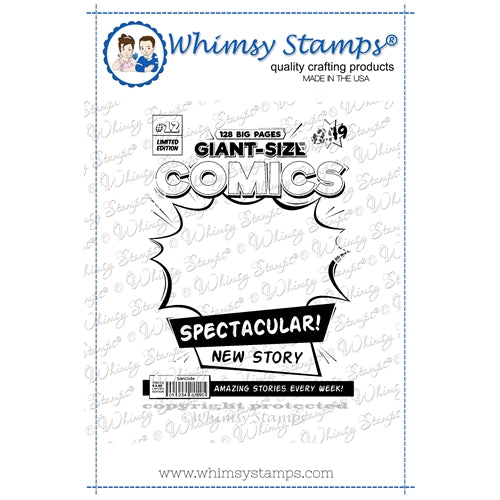 Simon Says Stamp! Whimsy Stamps COMIC BOOK COVER Cling Stamp DDB0049
